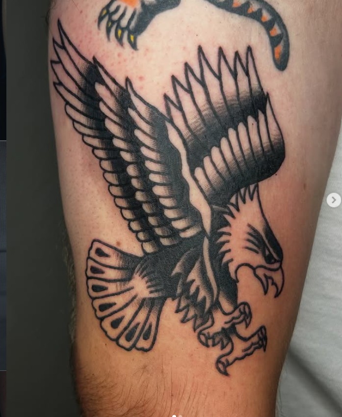 Custom traditional tattoo work by Elijah Breon in Livermore, CA